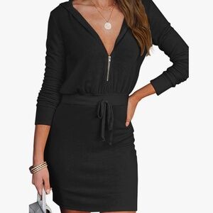 Casual Long-sleeve hoodie dress, Zip closure, SUPER COMFY